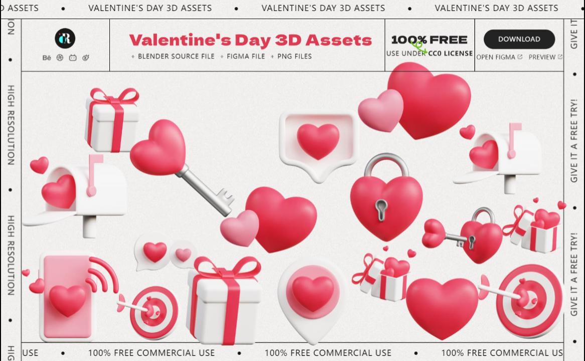 3D Valentines Assets